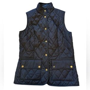 Barbour Women’s Navy Quilted Puffer Vest with Gold Accents Size 4